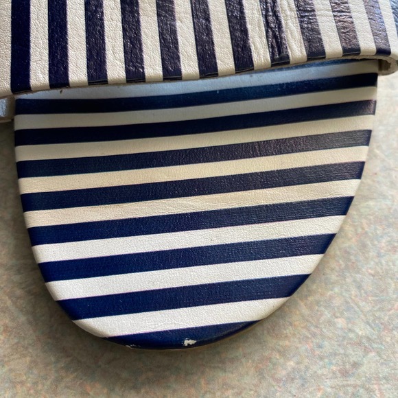 Boden White Navy Striped Sienna Leather Boating Coastal Grandma Nautical… - Picture 4 of 7